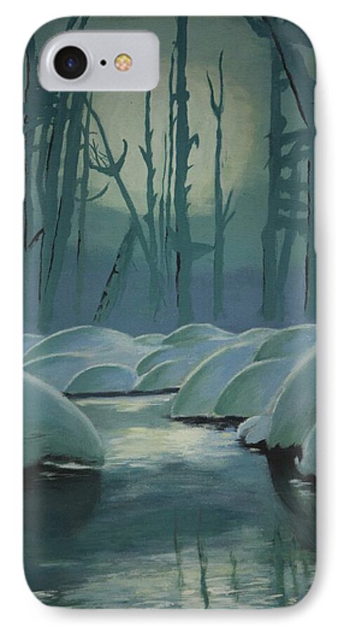 River iPhone 7 Case featuring the painting Winter Quiet by Jacqueline Athmann