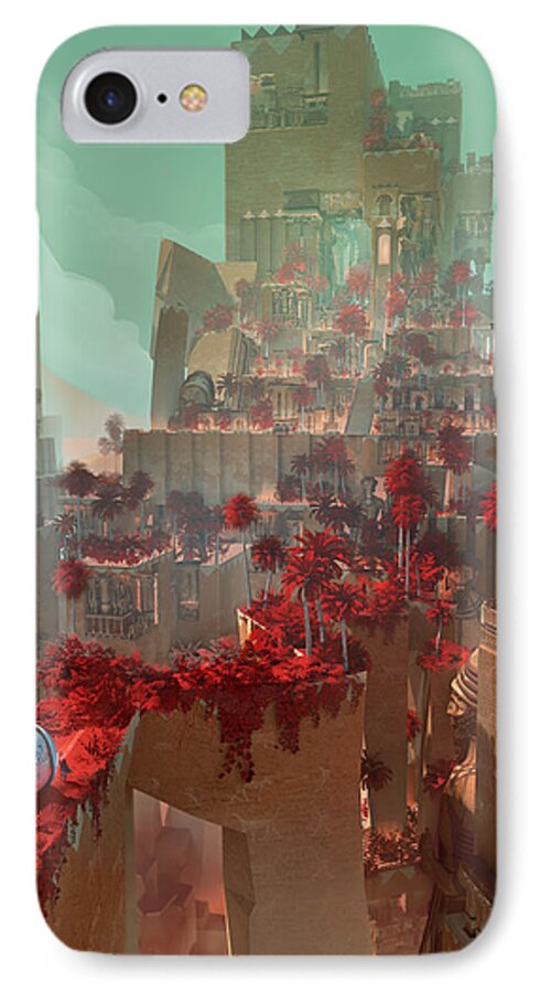 Landscape iPhone 7 Case featuring the digital art Wonders Hanging Garden Of Babylon by Te Hu