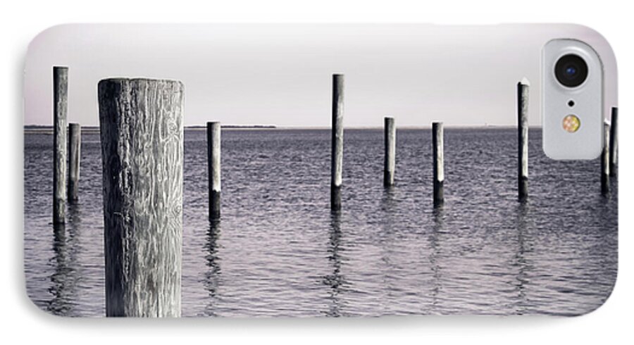Wood Pilings iPhone 7 Case featuring the photograph Wood Pilings in Monotone by Colleen Kammerer
