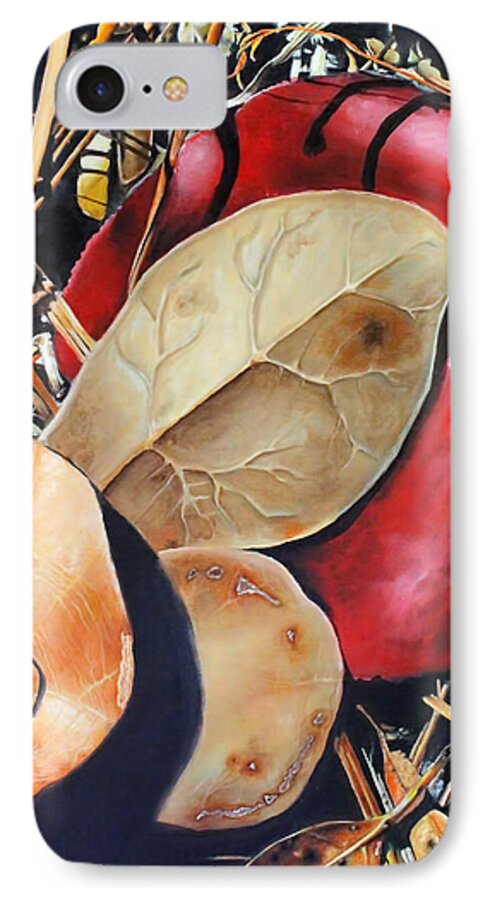 Red iPhone 7 Case featuring the painting Woodbine's Fall by Melissa Herrin