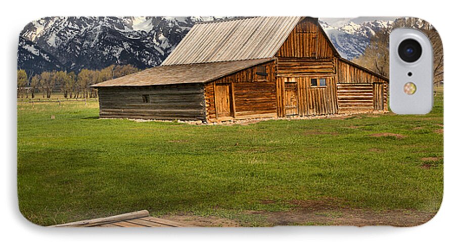 Moulton Barn iPhone 7 Case featuring the photograph Wooden Bridge To The Wooden Barn by Adam Jewell