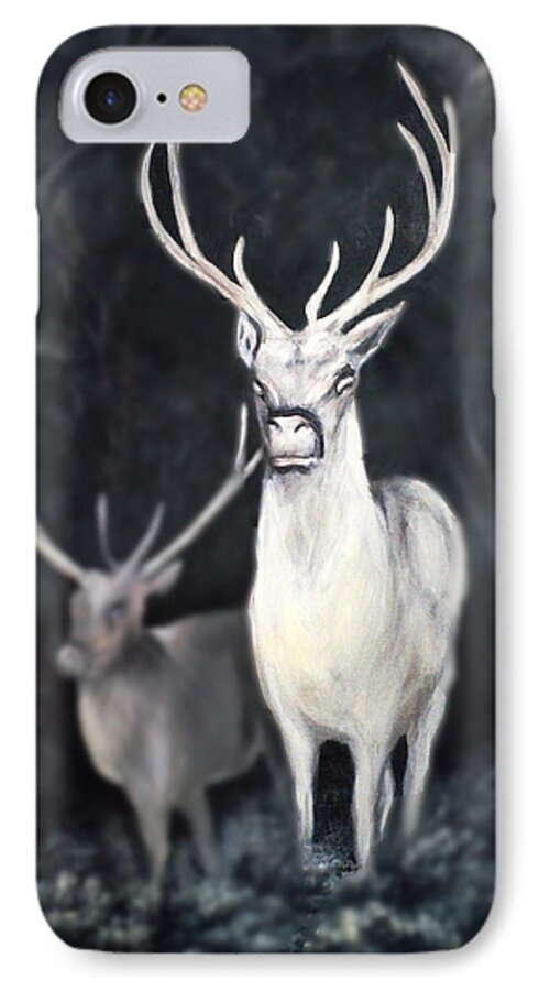 Deer Painting iPhone 7 Case featuring the painting Woodland Spirits by Nancy Bradley