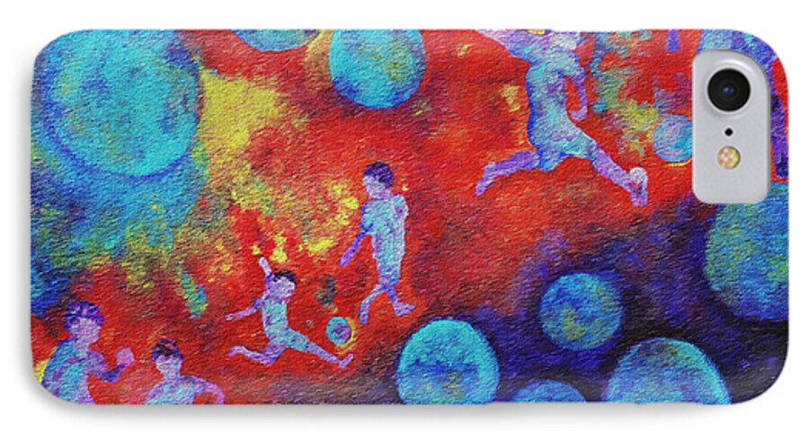 Soccer iPhone 7 Case featuring the painting World Soccer Dreams by Claire Bull