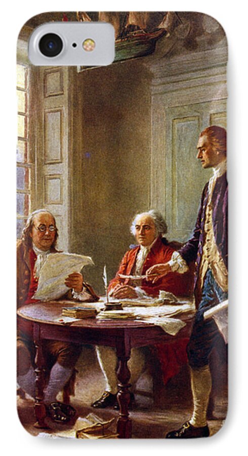 Writing The Declaration Of Independence iPhone 7 Case featuring the painting Writing the Declaration of Independence, 1776, by Leon Gerome Ferris