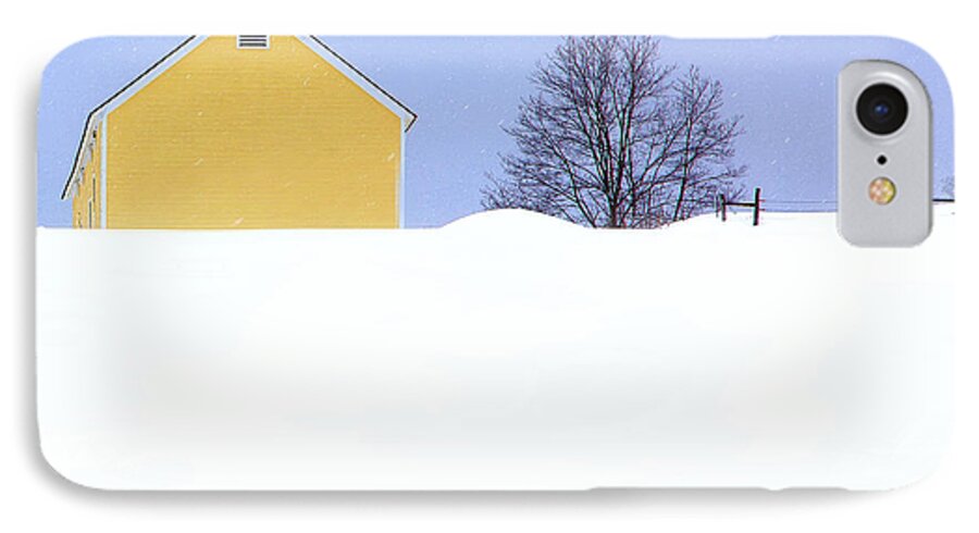 Yellow Barn iPhone 7 Case featuring the photograph Yellow Barn in Snow by John Vose