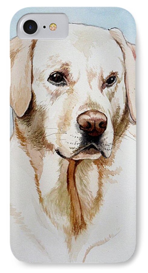 Lab iPhone 7 Case featuring the painting Yellow Lab by Christopher Shellhammer