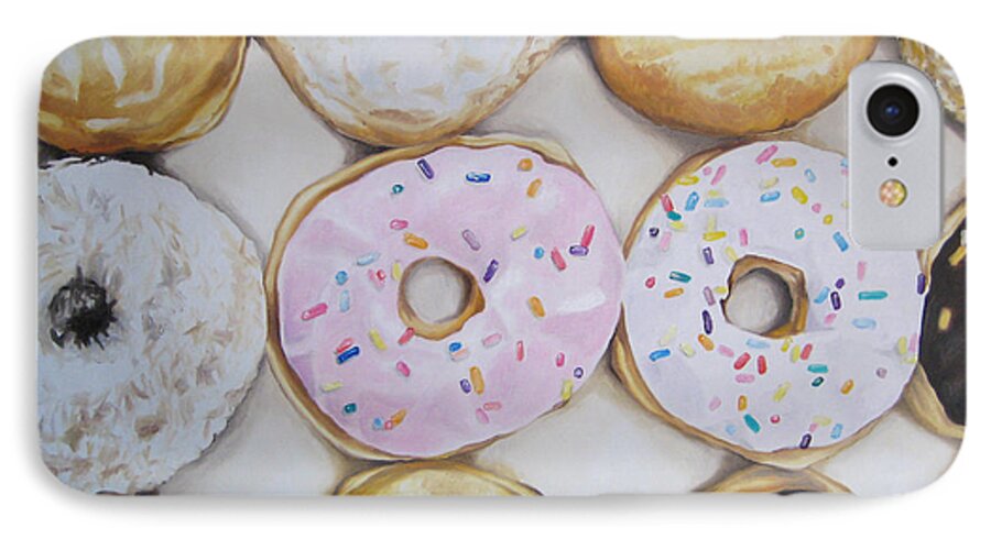 Noewi iPhone 7 Case featuring the painting Yummy Donuts by Jindra Noewi