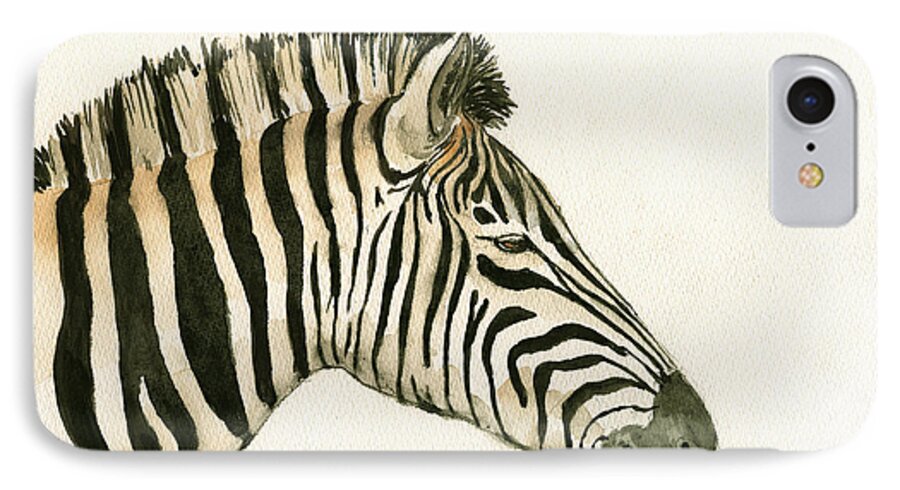 Zebra iPhone 7 Case featuring the painting Zebra head study painting by Juan Bosco