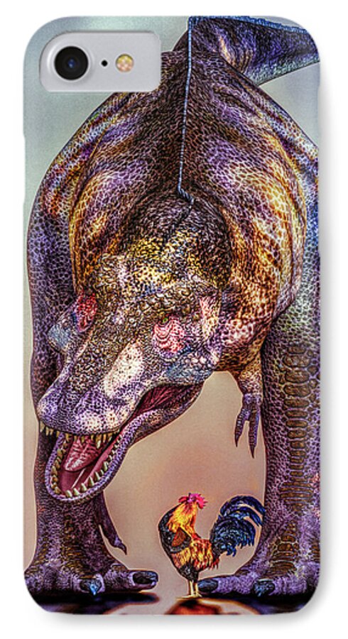Dinosaur iPhone 7 Case featuring the digital art A Bird Are You Crazy Bro by Bob Orsillo