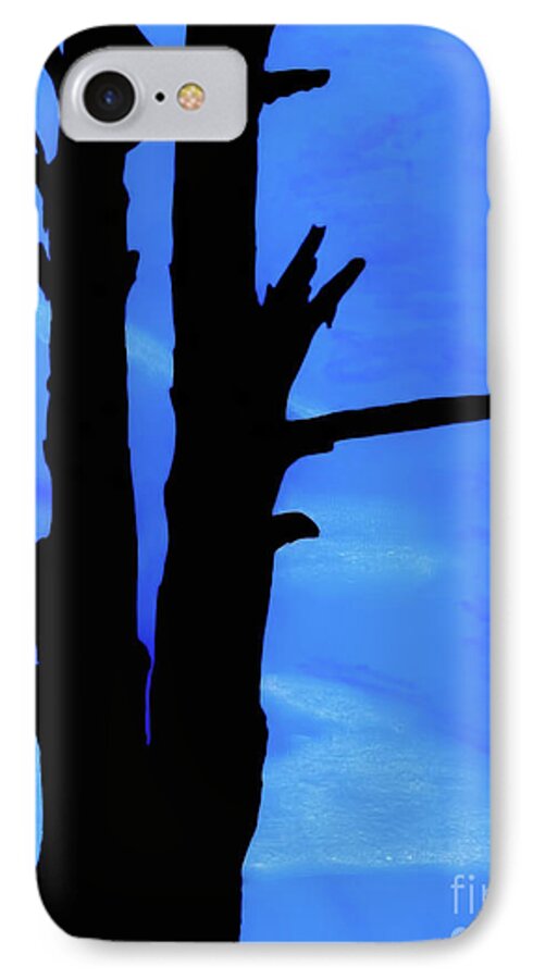 Sunset iPhone 7 Case featuring the drawing Blue Sky Tree by D Hackett