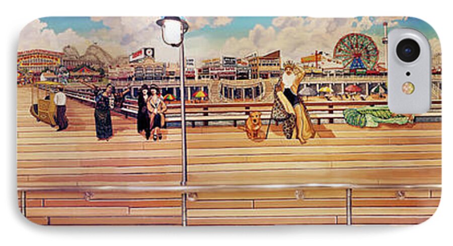  iPhone 7 Case featuring the painting Coney Island Boardwalk by Bonnie Siracusa