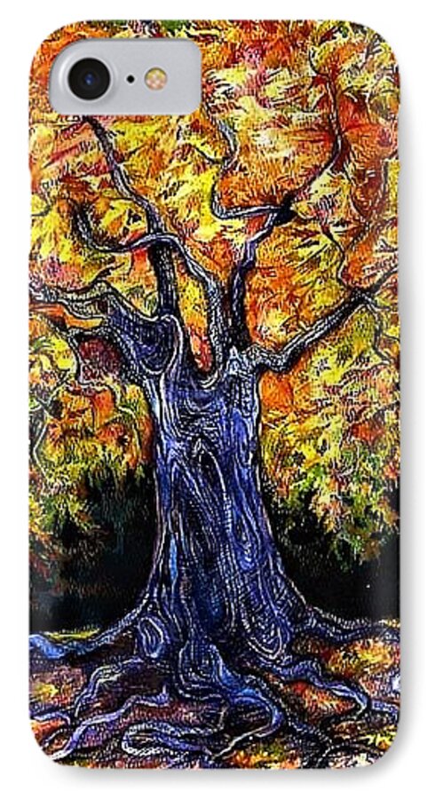 Landscape iPhone 7 Case featuring the drawing Golden Oak by Anna Duyunova