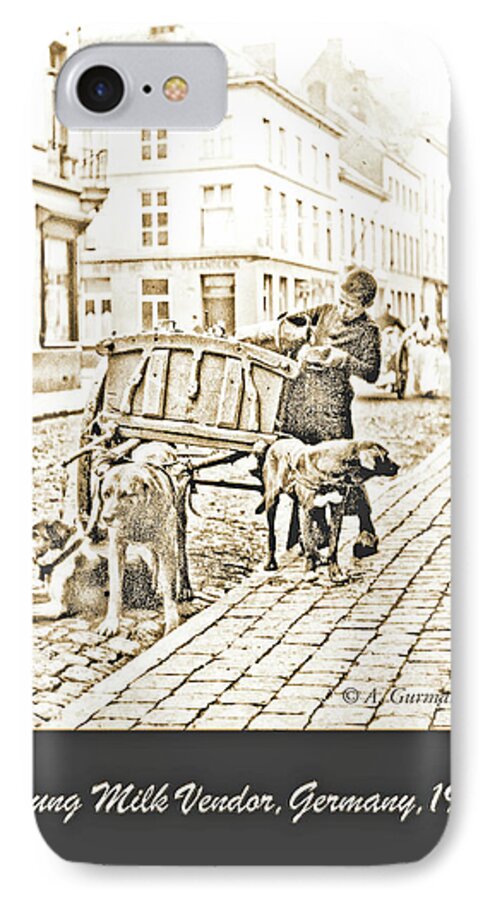 Milk Wagon iPhone 7 Case featuring the photograph Milk Wagon, Street Scene, Germany, c. 1900, Vintage Photo by A Macarthur Gurmankin