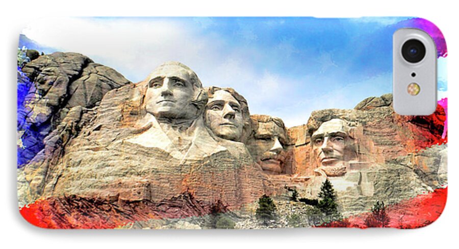 David Lawson Photography iPhone 7 Case featuring the photograph Mt Rushmore Flag Frame by David Lawson