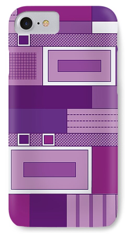 Mid-century iPhone 7 Case featuring the digital art Purple Time by Tara Hutton