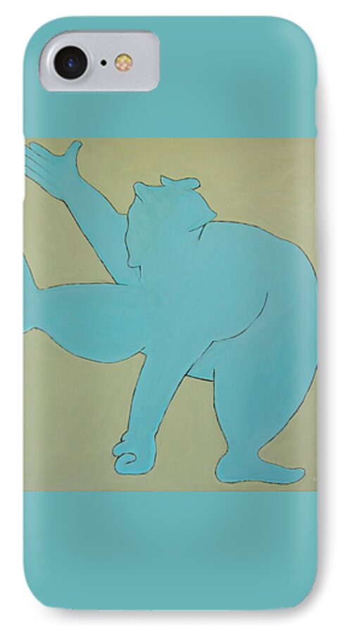 Figurative Abstract iPhone 7 Case featuring the painting Sumo Wrestler In Blue by Ben and Raisa Gertsberg