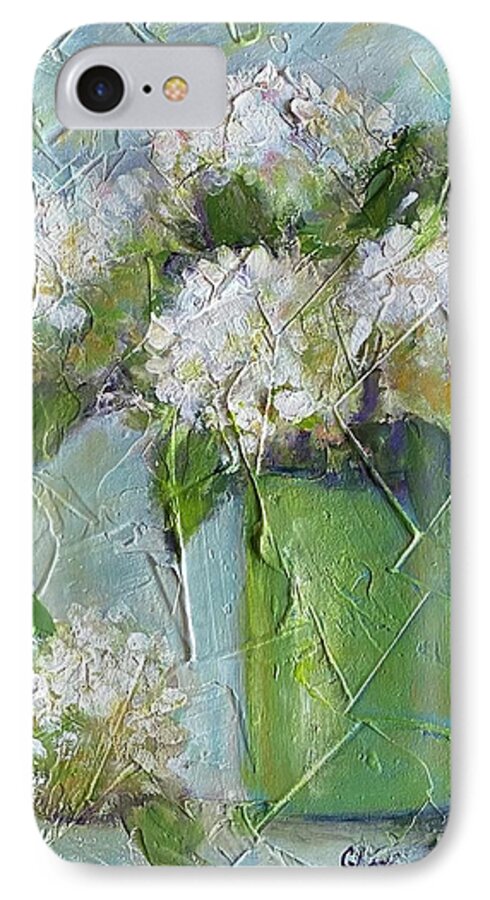 Flowers iPhone 7 Case featuring the painting White Hydrangeas #1 by Gloria Smith