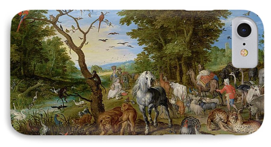 The Entry Of The Animals Into Noah's Ark iPhone 7 Case featuring the painting The Entry of the Animals into Noah's Ark #4 by Jan Brueghel the Elder