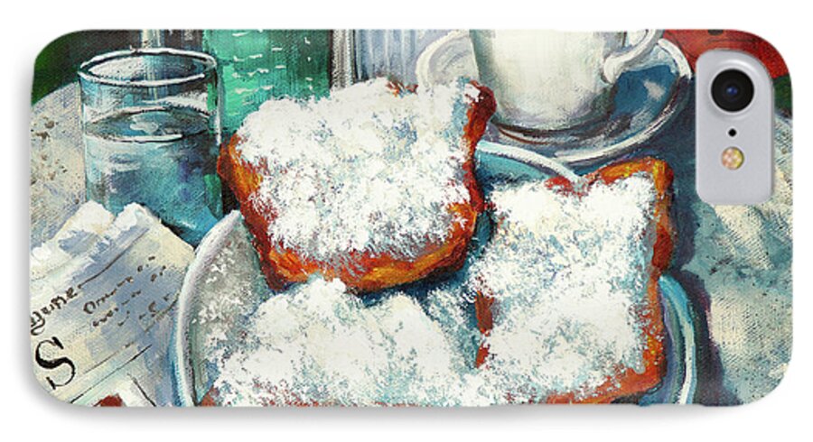 New Orleans Food iPhone 7 Case featuring the painting A Beignet Morning by Dianne Parks