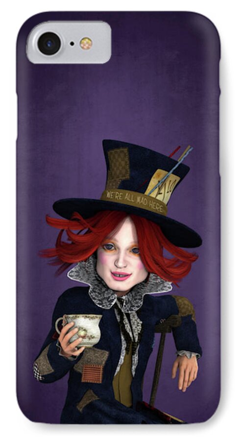 Mad Hatter Portrait iPhone 7 Case featuring the painting Mad Hatter Portrait by Two Hivelys
