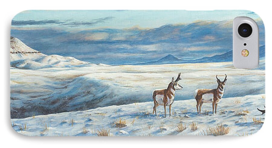 Landscape iPhone 7 Case featuring the painting Belt Butte Winter by Kim Lockman