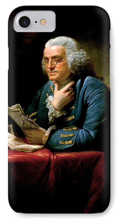 Benjamin Franklin iPhone 7 Case featuring the painting Ben Franklin by War Is Hell Store