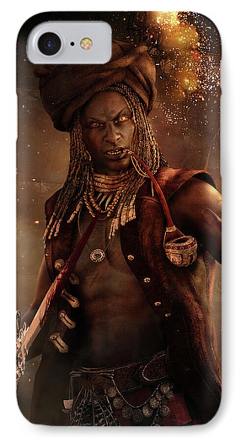 Black Caesar iPhone 7 Case featuring the digital art Black Caesar Pirate by Shanina Conway