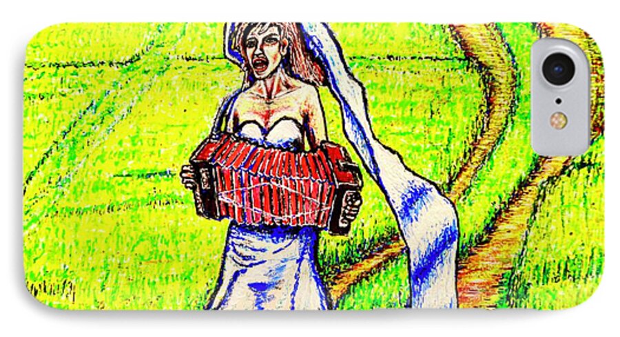 Landscape iPhone 7 Case featuring the painting Bride/sketch/ by Viktor Lazarev