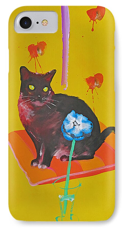 Burmese Cat iPhone 7 Case featuring the painting Burmese Cat on a Cushion by Charles Stuart