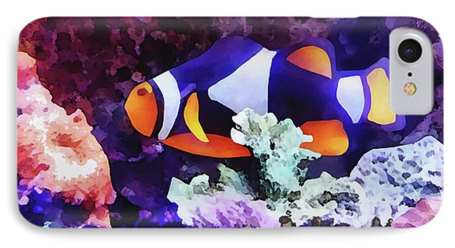 Clownfish iPhone 7 Case featuring the photograph Clownfish and Coral by Susan Savad