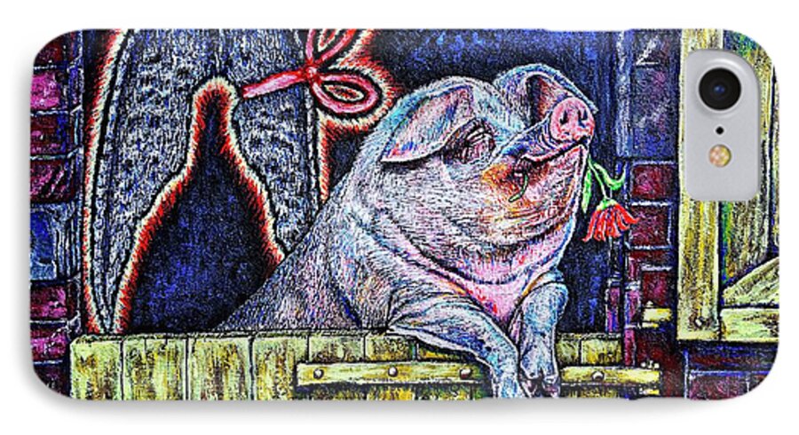 Pig iPhone 7 Case featuring the painting Dreamer by Viktor Lazarev