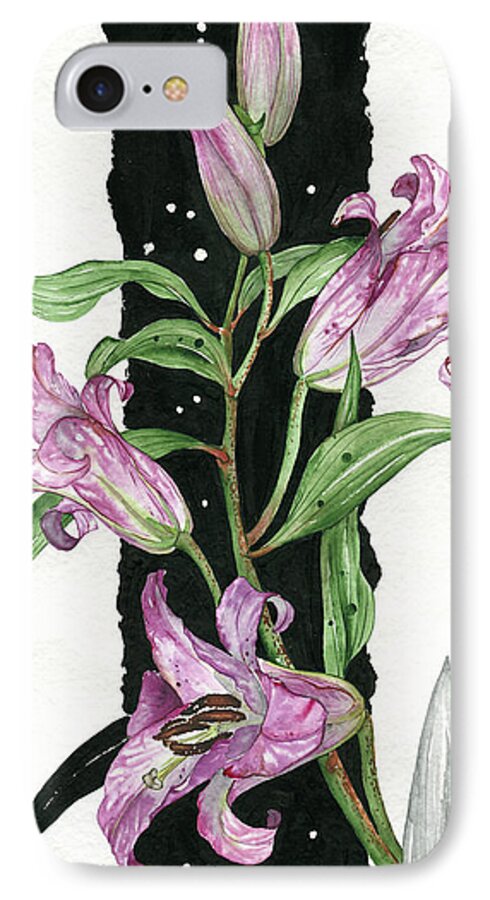 Lily iPhone 7 Case featuring the painting Flower Lily 01 Elena Yakubovich by Elena Daniel Yakubovich
