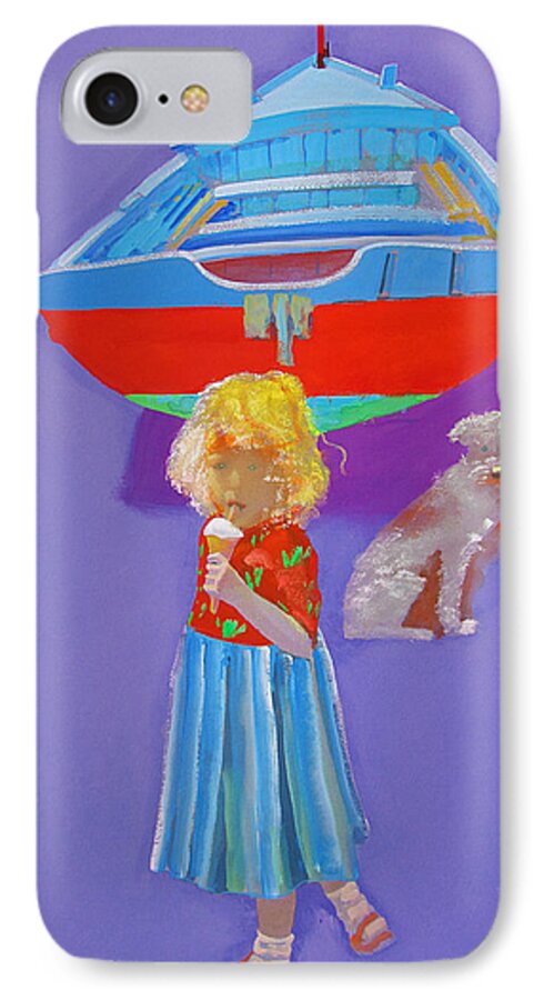 Girl iPhone 7 Case featuring the painting Girl With Border Terrier And Ice Cream by Charles Stuart