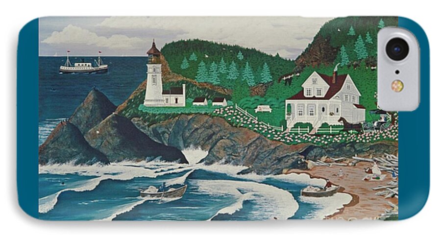 Lighthouse iPhone 7 Case featuring the painting Heceta Lighthouse by Jennifer Lake
