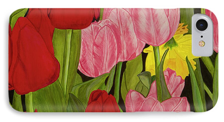 Tulips iPhone 7 Case featuring the painting Hide 'n Seek by Donna Manaraze
