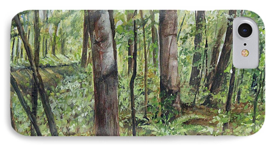 Landscape iPhone 7 Case featuring the painting In the Shaded Forest by Laurie Rohner