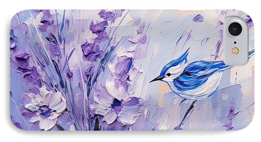 Lavender iPhone 7 Case featuring the painting Lavender Leisure- Lavender Wall Art by Lourry Legarde