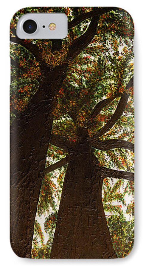 Trees iPhone 7 Case featuring the painting Looking Up by Donna Manaraze