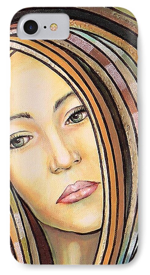 Woman iPhone 7 Case featuring the painting Melancholy 300308 by Sylvia Kula