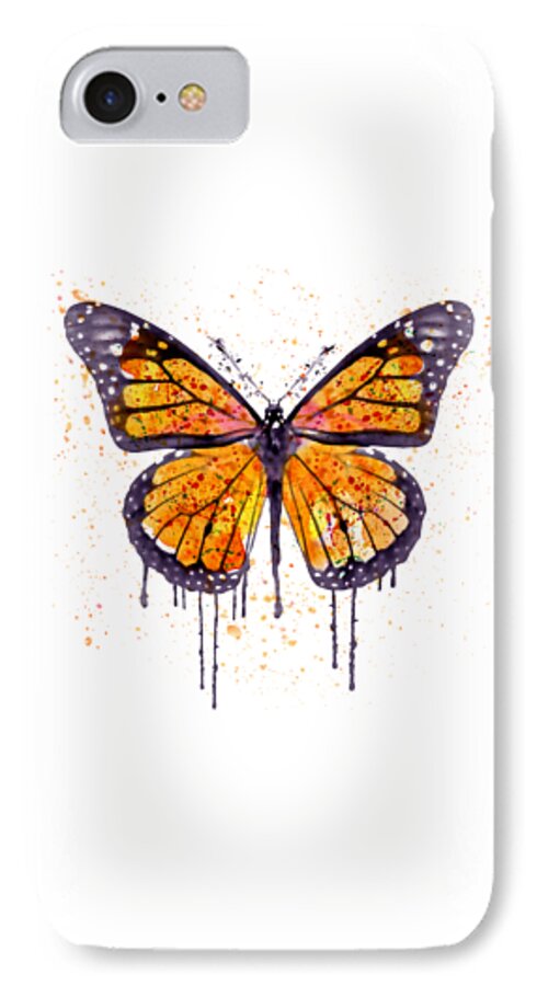Marian Voicu iPhone 7 Case featuring the painting Monarch Butterfly watercolor by Marian Voicu
