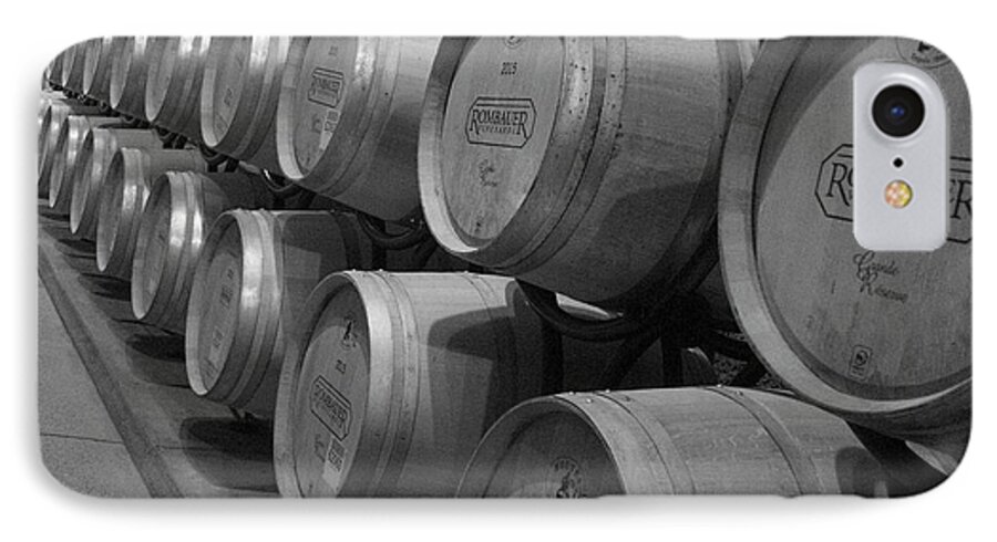 Wine iPhone 7 Case featuring the photograph Napa Wine Barrels in Cellar by Shane Kelly