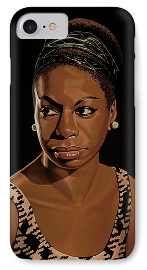 Nina Simone iPhone 7 Case featuring the painting Nina Simone Painting 2 by Paul Meijering