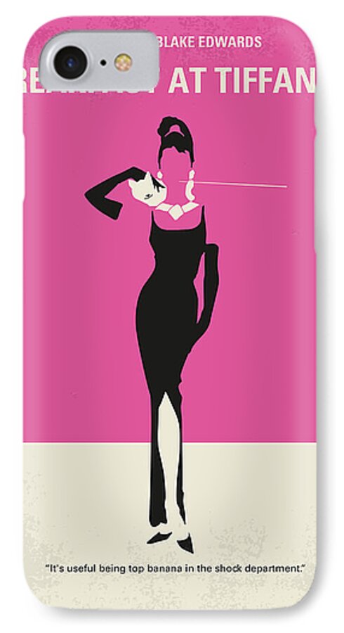 Breakfast At Tiffanys iPhone 7 Case featuring the digital art No204 My Breakfast at Tiffanys minimal movie poster by Chungkong Art
