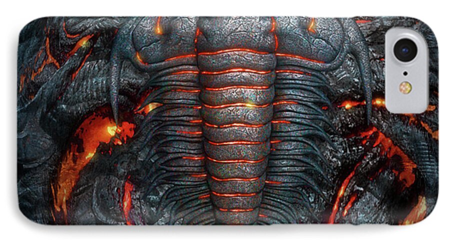 Trilobite iPhone 7 Case featuring the digital art Permian Heat by Jerry LoFaro