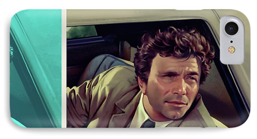 Tv iPhone 7 Case featuring the painting Peter Falk 1973 by Udo Linke