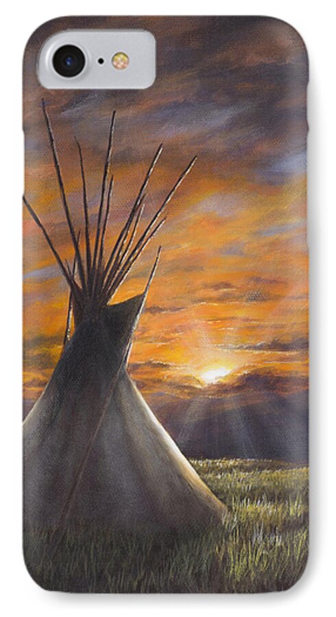 Acrylic Painting iPhone 7 Case featuring the painting Prairie Sunset by Kim Lockman