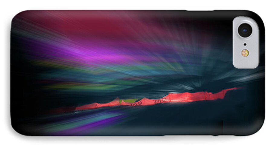 Red iPhone 7 Case featuring the photograph Snowfence Borealis by Wayne King