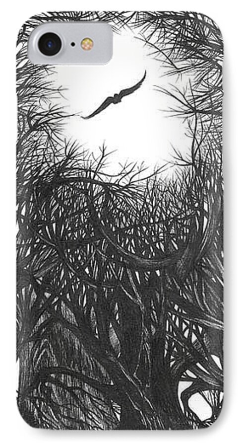 Forest iPhone 7 Case featuring the drawing Soaring Eagle by Anna Duyunova