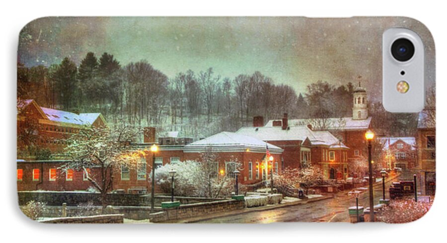 Quaint iPhone 7 Case featuring the photograph Spring snow in Peterborough NH by Joann Vitali