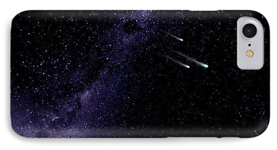 Starry Couple Watching Meteorites iPhone 7 Case featuring the painting Starry Couple Watching Meteorites Wall Mural by Frank Wilson